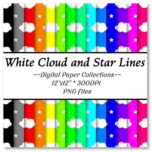 White Clouds and Star Lines Pattern