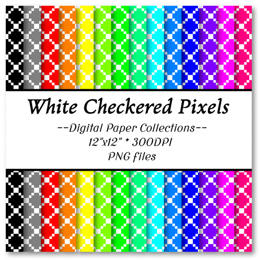 White Checkered Pixels Pattern