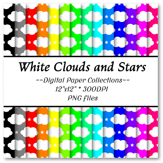 White Clouds and Stars Pattern